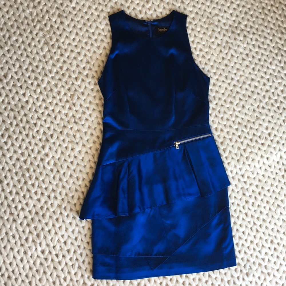 Blue silk tiered dress